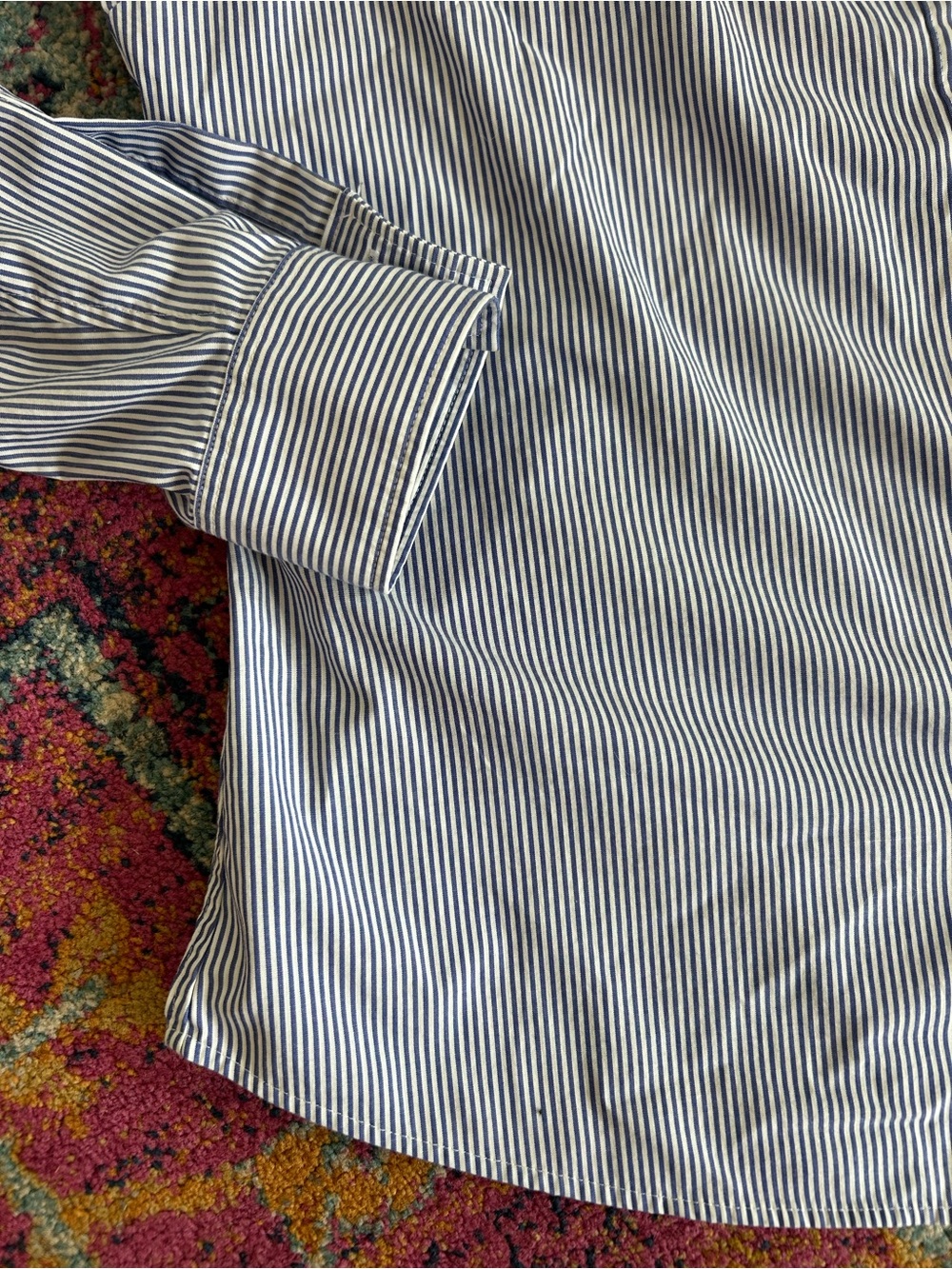 Banana Republic | Women’s Navy/White Striped Tailored Fit Button-Up Shirt Sz 14 - Picture 11 of 16